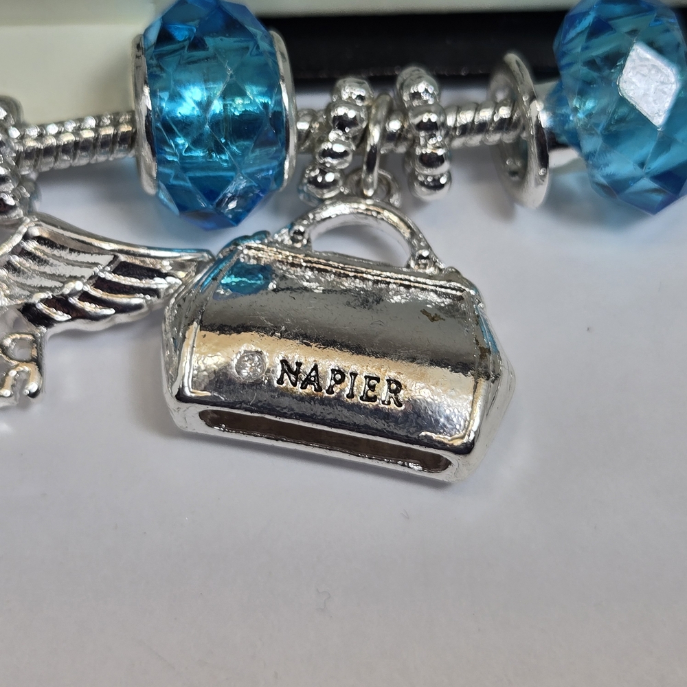 Napier Teal and Silver RN Charm Bracelet - Picture 5 of 6